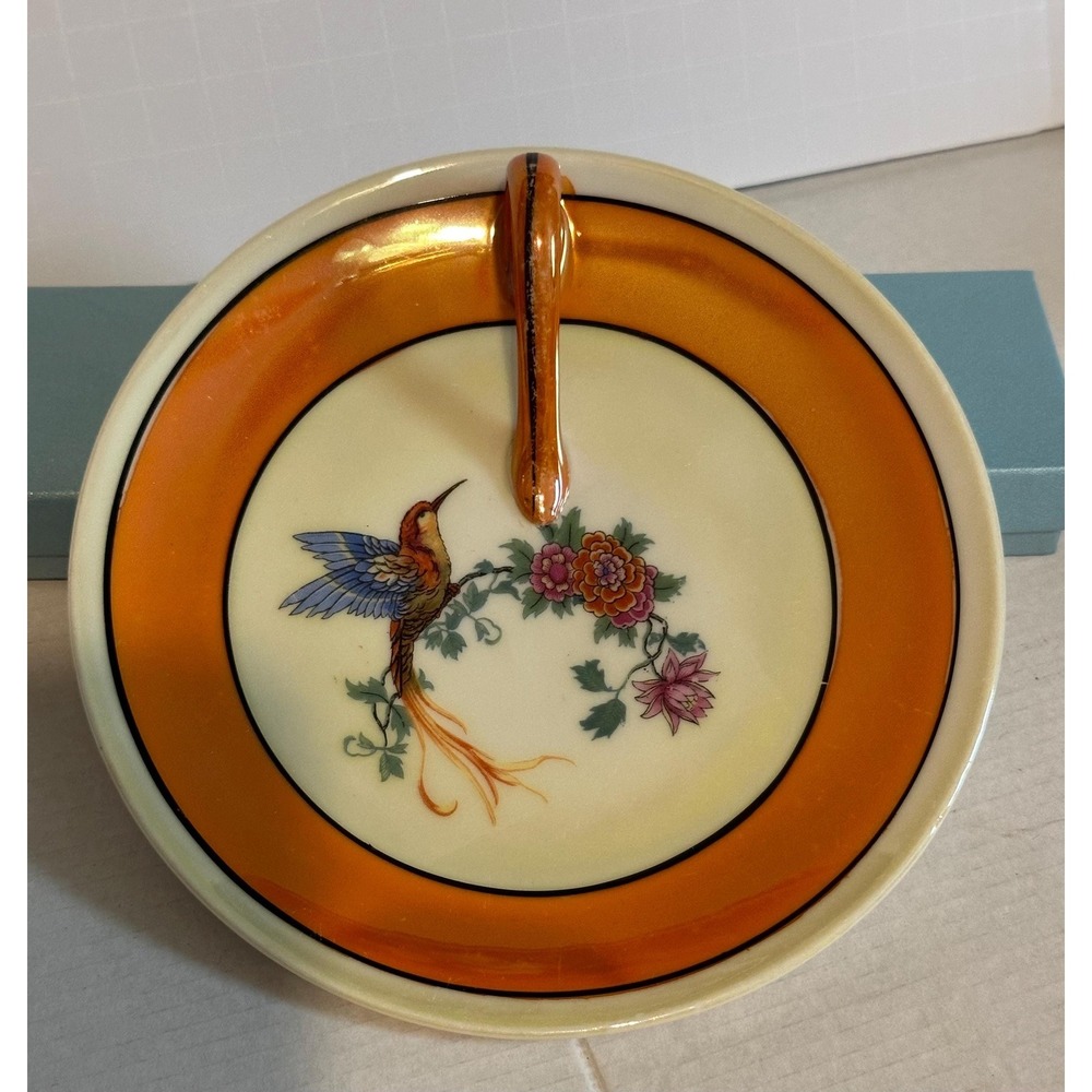 Art Deco Porcelain Lemon Nappy Dish Lustreware Bird Rudolstadt Germany